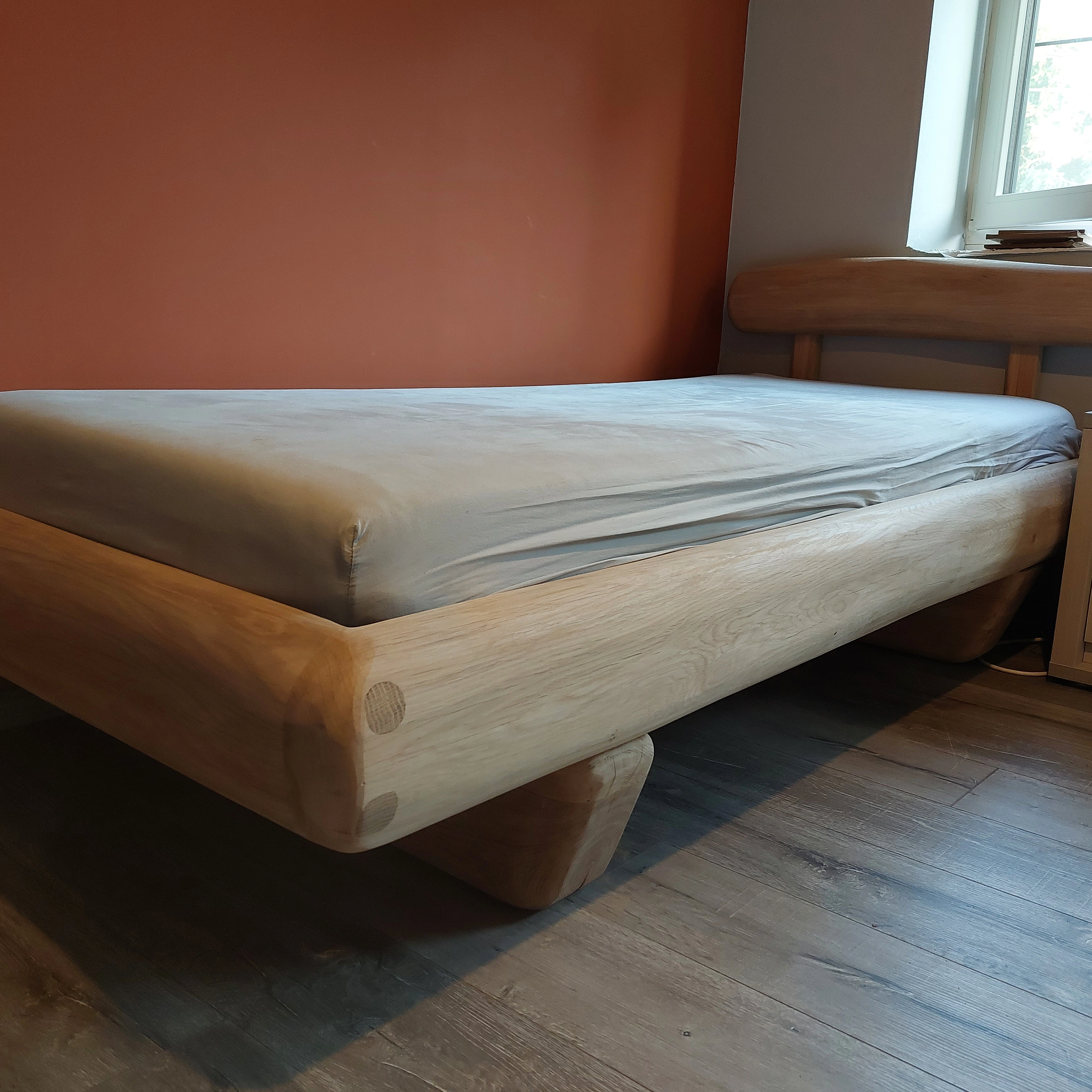 Massief eiken bed